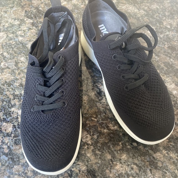 moshn Black Womans 7  By K logs 20211224 Tie sneaker , White Sole 3506 - Picture 1 of 12